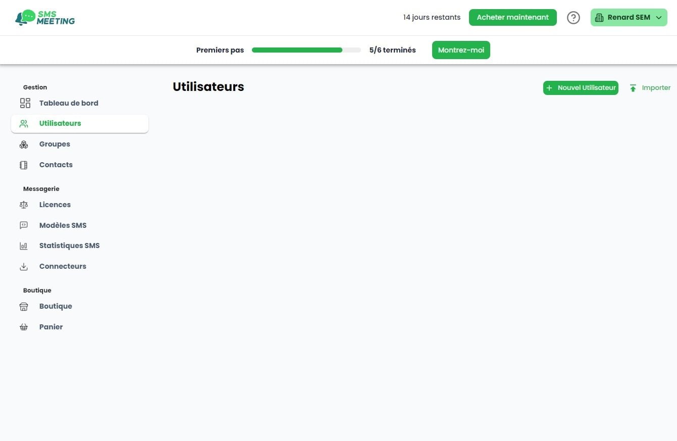 Guide SMS Meeting - Créer utilisateur